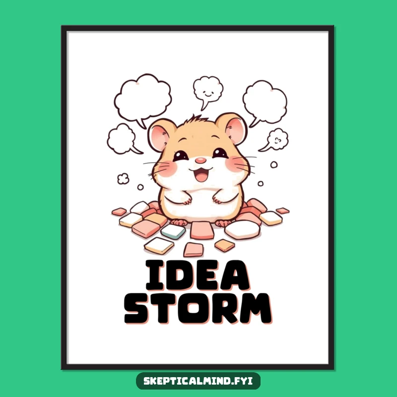 Funny Hamster Brainstorm Poster - Wall Decor Gift for Thinkers