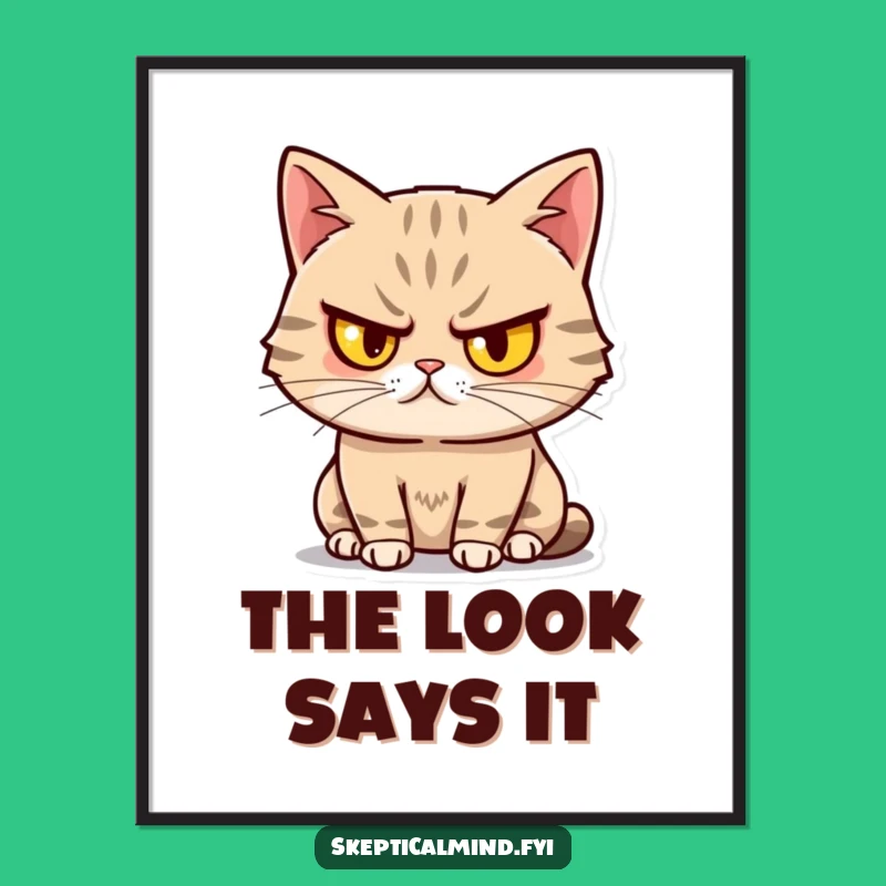 Funny Sassy Cat Poster: Unimpressed Feline Wall Art Decor Gift