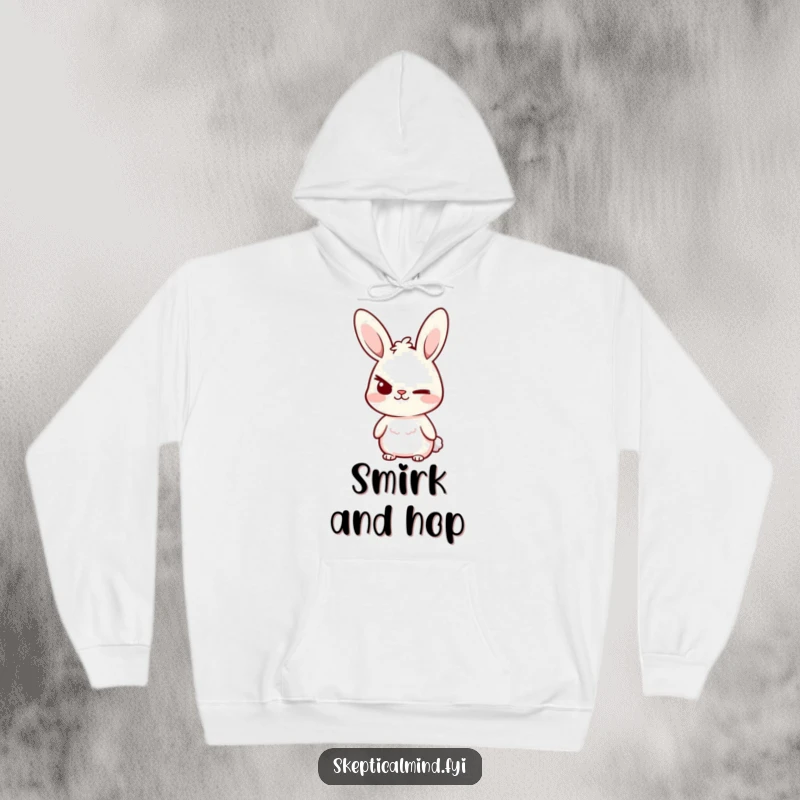 Funny Hoodie showcasing a small bunny character giving a knowing smirk with one perfectly raised eyebrow, radiating playful confidence.