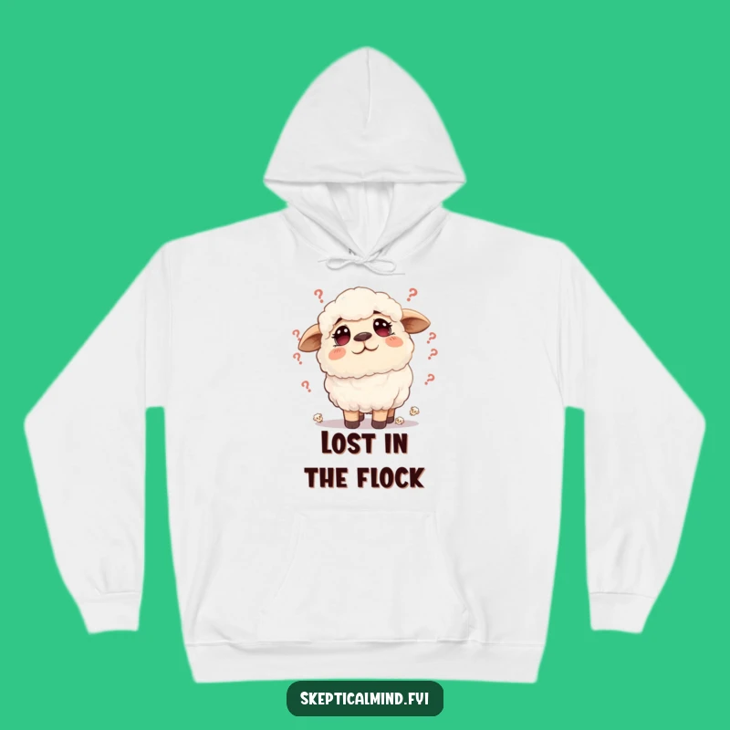Cozy Funny Sheep Doubt Hoodie: Worried Character Apparel for Warm Contemplation