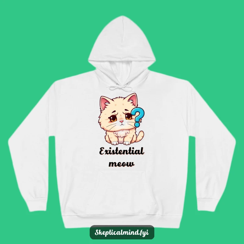 Cozy Funny Puzzled Cat Hoodie - Ponder Life's Mysteries in Comfort