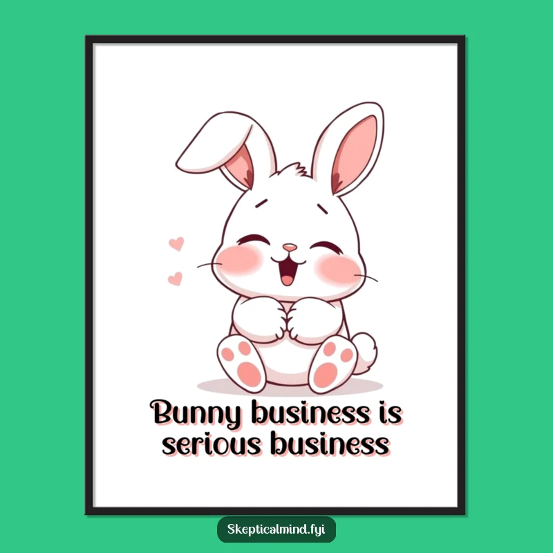 Free Printable Funny Wall Art: Blushing Bunny Decor, Cute Downloadable Art