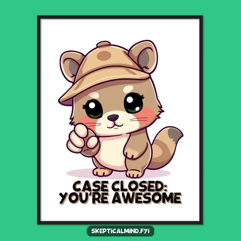 Free Printable Detective Kawaii Wall Art - Funny Downloadable Decor