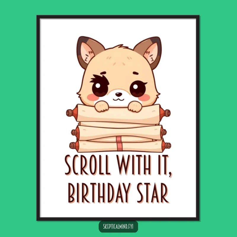 Free Printable Kawaii Scroll Animal Wall Art - Funny Downloadable Decor
