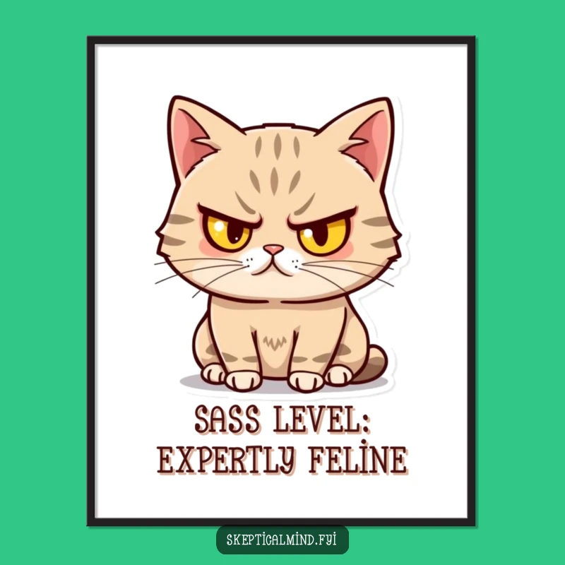 Free Printable Sassy Cat Art: Unimpressed Amused Design Downloadable Wall Decor