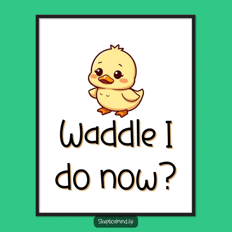 Free Printable Wall Art: Amused Duckling Waddling - Cute & Quirky Downloadable Art