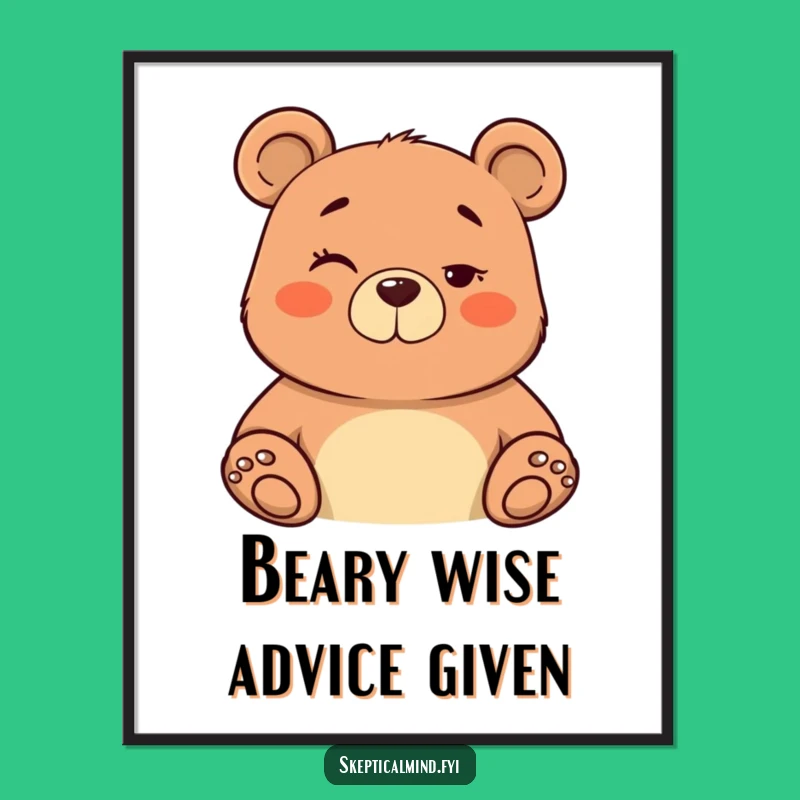 Free Printable Wall Art: Bear's Wise Presence, Hilarious Downloadable Decor!