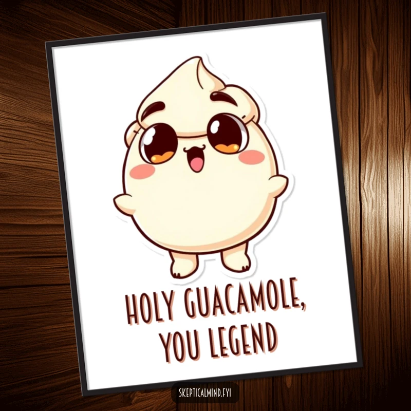 Funny Free Printable Wall Art: A sour cream character with wide eyes and open mouth expressing shock and humor.