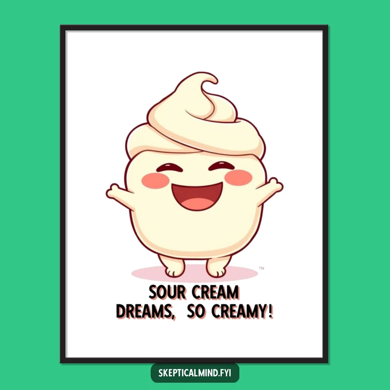 Funny Free Printable Sour Cream Wall Art: Joyous Wide Smile Downloadable Decor