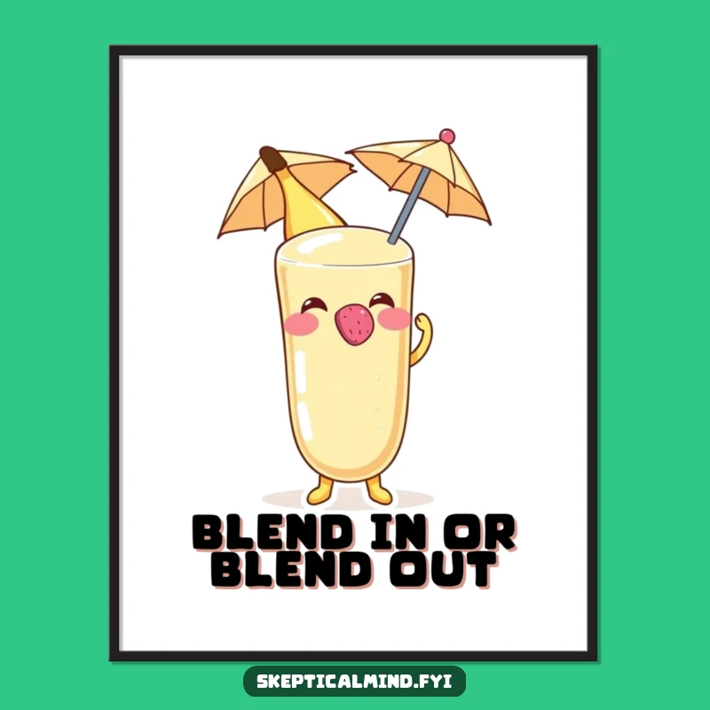 Funny Free Printable Wall Art: Banana Smoothie Raspberry Scene, Quirky Downloadable Art