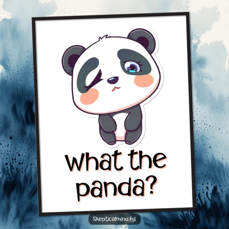 Funny Free Printable Wall Art: A confused panda tilts its head, one eyebrow raised in a hilariously questioning pose.