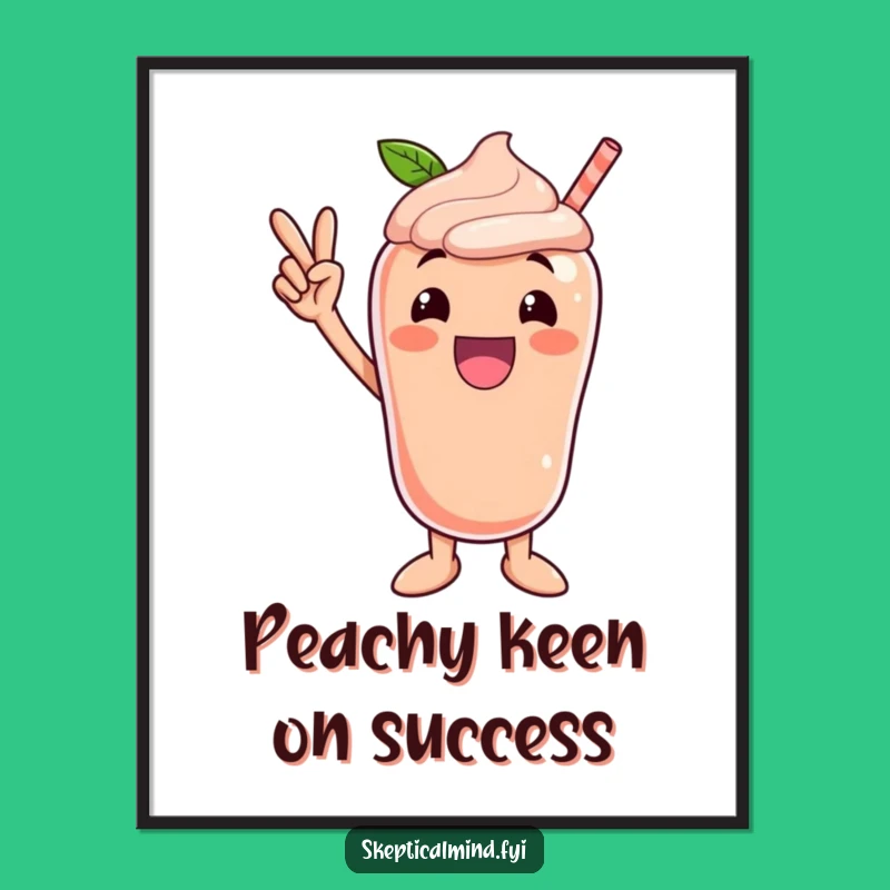 Funny Free Printable Wall Art: Peach Smoothie Victory Pose Decor