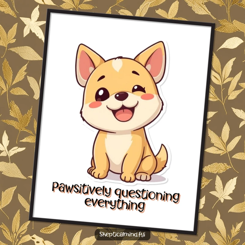 Funny Free Printable Wall Art: Dog tilting head in cartoon style, expressing playful confusion.