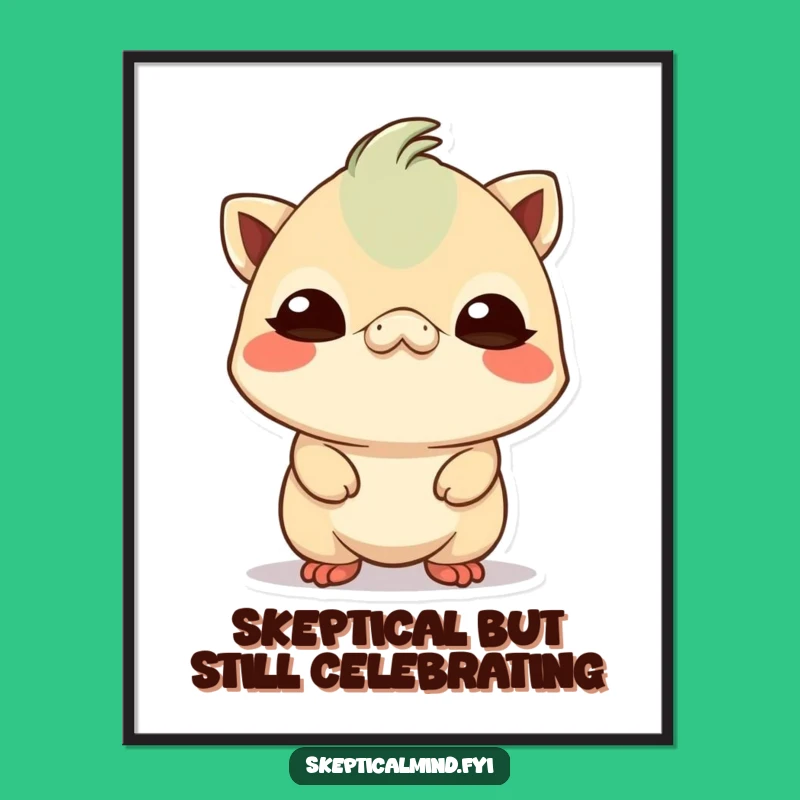 Free Printable Skeptical Kawaii Wall Art - Funny Downloadable Decor