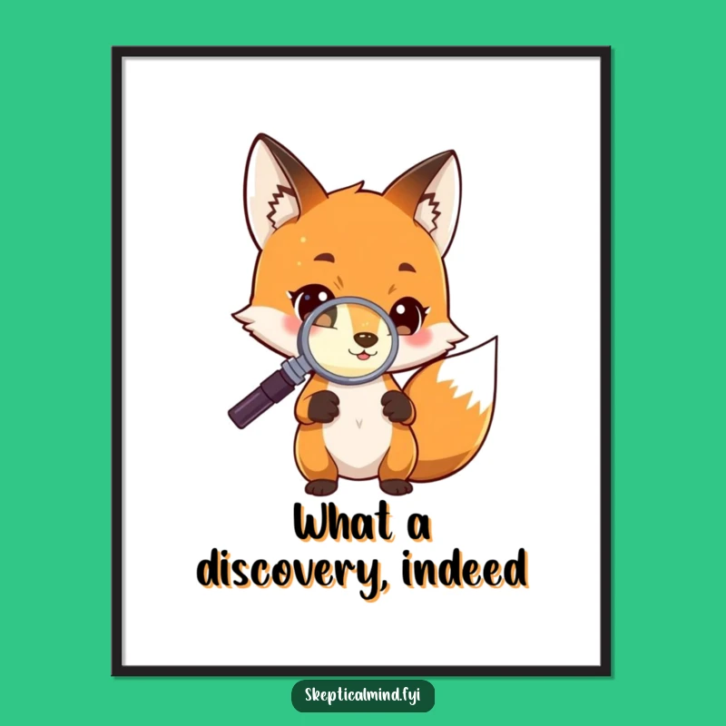 Free Printable Wall Art: Curious Fox & Glowing Object - Funny Downloadable Decor