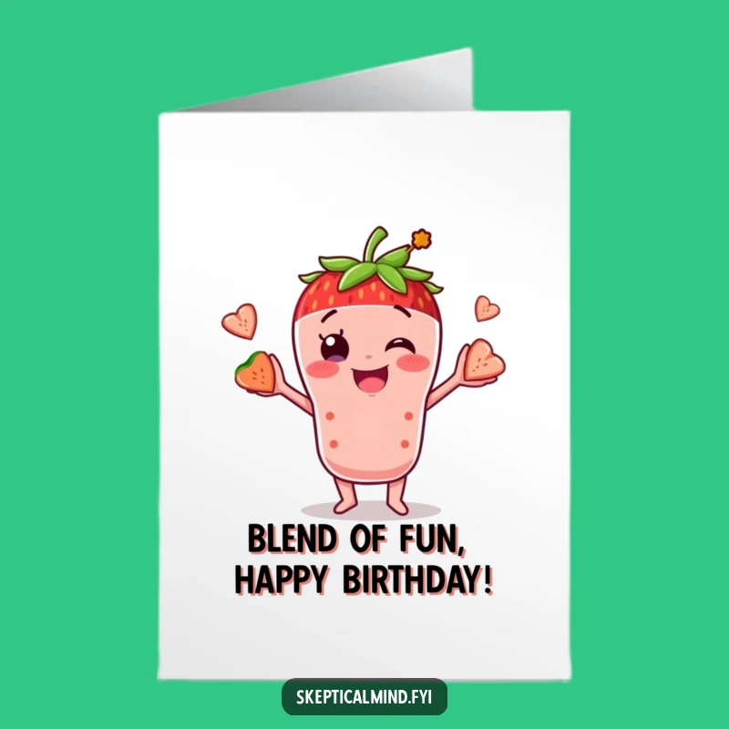 Free Printable Birthday Card: Smoothie Fruit Juggling Downloadable Funny Gift