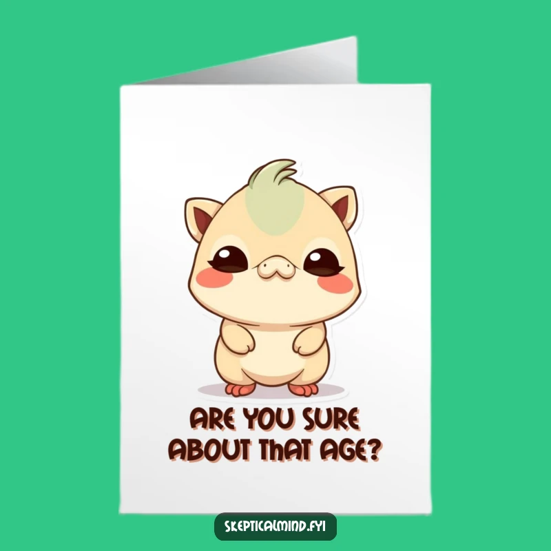 Free Printable Skeptical Kawaii Birthday Card - Funny Downloadable Gift