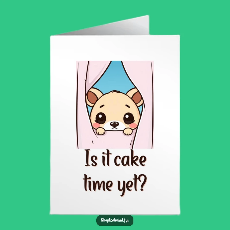 Free Printable Birthday Card: Funny Kawaii Animal Doubtful Peek Funny Downloadable Gift