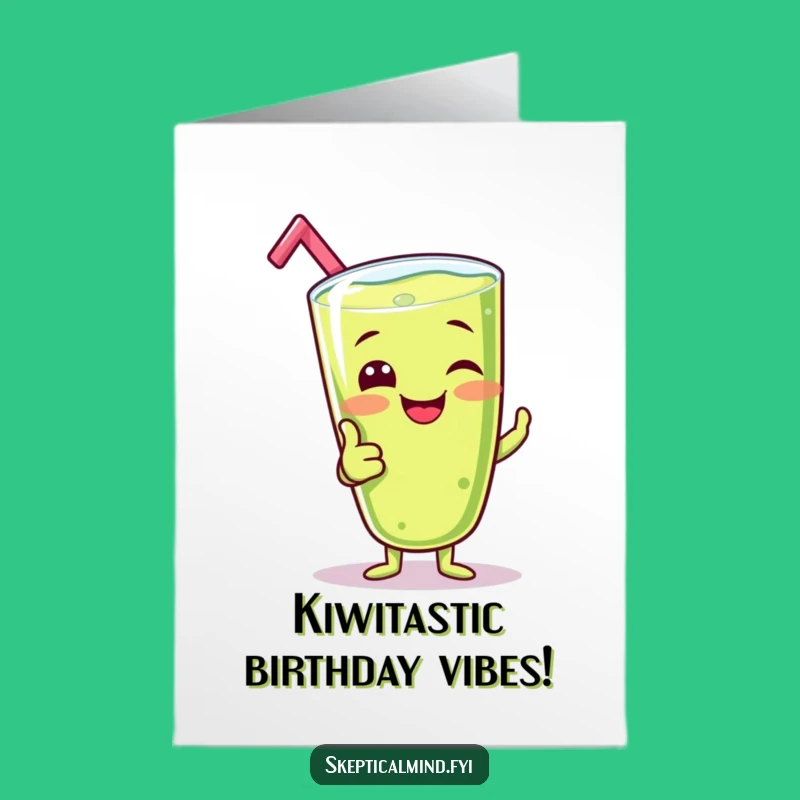 Funny Free Printable Birthday Card: Giggling Kiwi Smoothie Thumbs Up