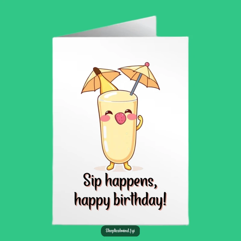 Free Printable Birthday Card: Funny Banana Smoothie, Raspberry Fun, Downloadable Gift