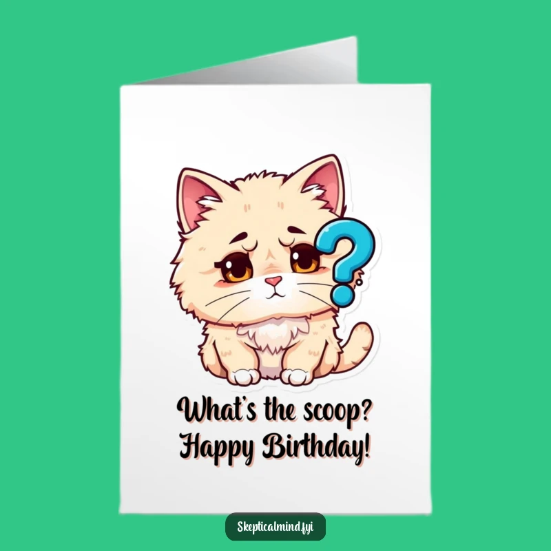 Free Printable Birthday Card: Puzzled Cat Question, Hilarious Downloadable Gift