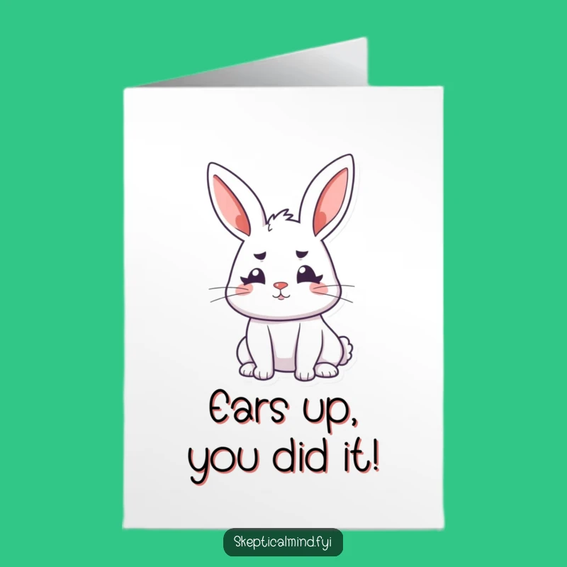Free Printable Congrats Card: Bunny's Puzzled Success, Funny Downloadable Gift