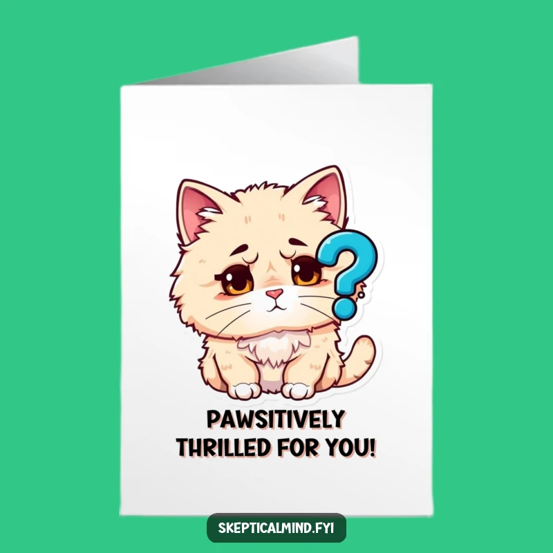Free Printable Congrats Card: Cat's Puzzled Success, Funny Downloadable Gift