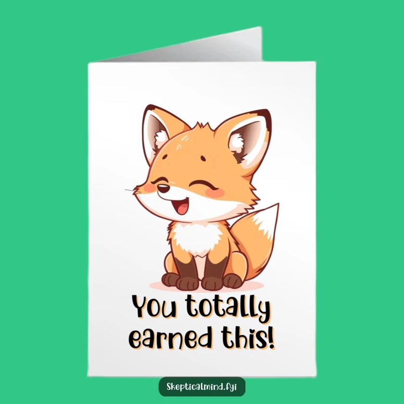 Free Printable Congrats Card: Fox Cub's Amazement, Hilarious Downloadable Joy!