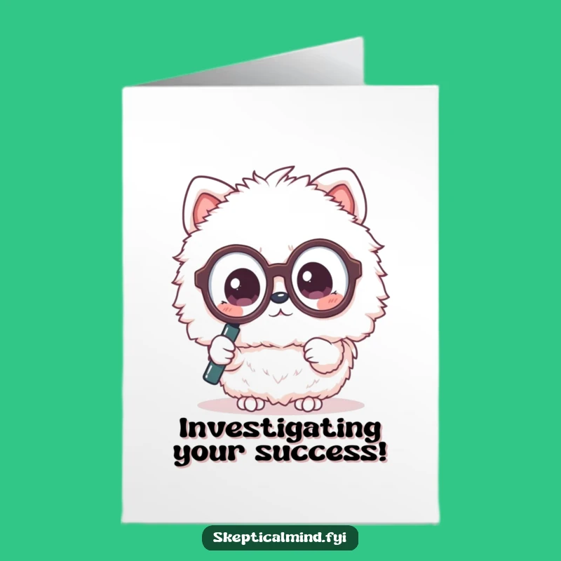 Free Printable Congrats Card: Kawaii Animal Investigates Success, Funny Gift