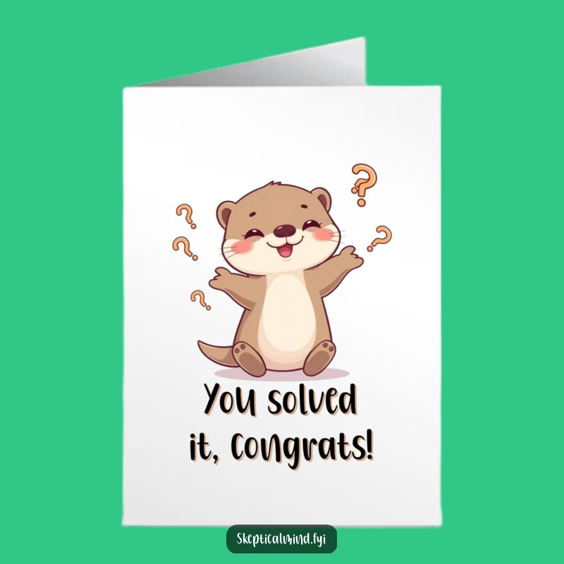 Free Printable Congrats Card: Otter Solves It!, Funny Downloadable Gift