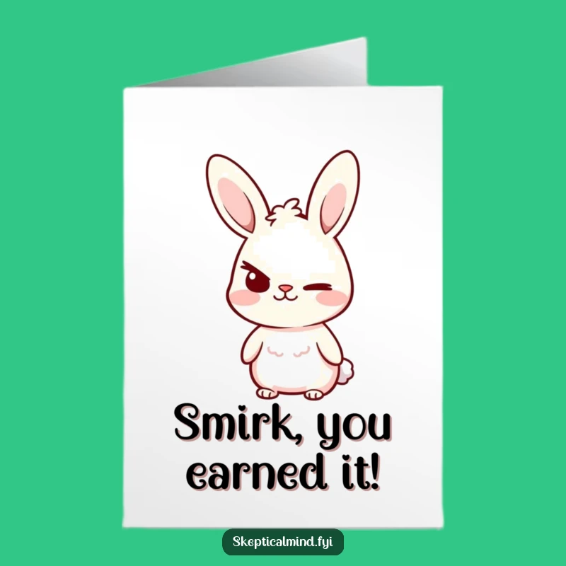 Free Printable Congrats Card: Smirking Bunny - Cheeky & Funny Downloadable