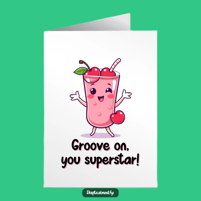 Free Printable Congrats Card: Happy Cherry Smoothie Dance, Celebration Downloadable Gift