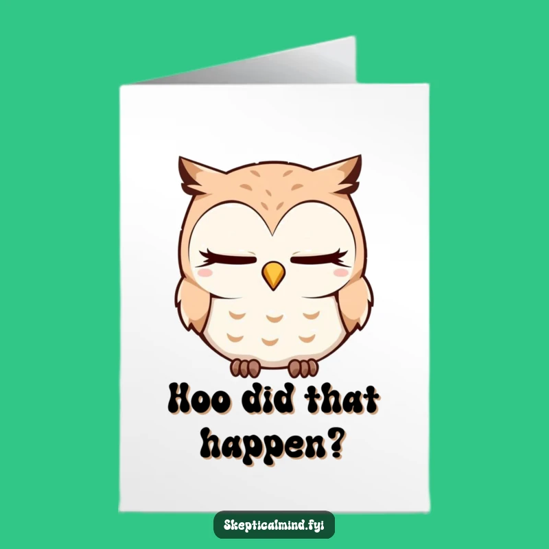 Free Printable Congrats Card: Sleepy Owl's Quizzical Look - Funny Downloadable