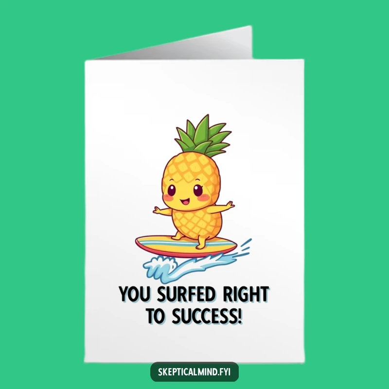 Free Printable Congrats Card: Pineapple Surfer Rides to Victory - Fun Downloadable