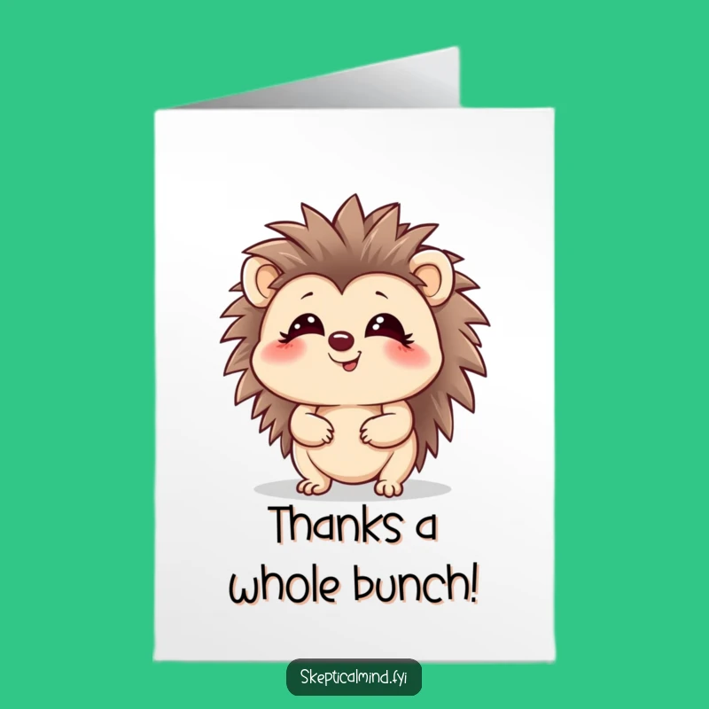 Free Printable Thank You Card: Giggling Hedgehog - Cute & Funny Downloadable Gift