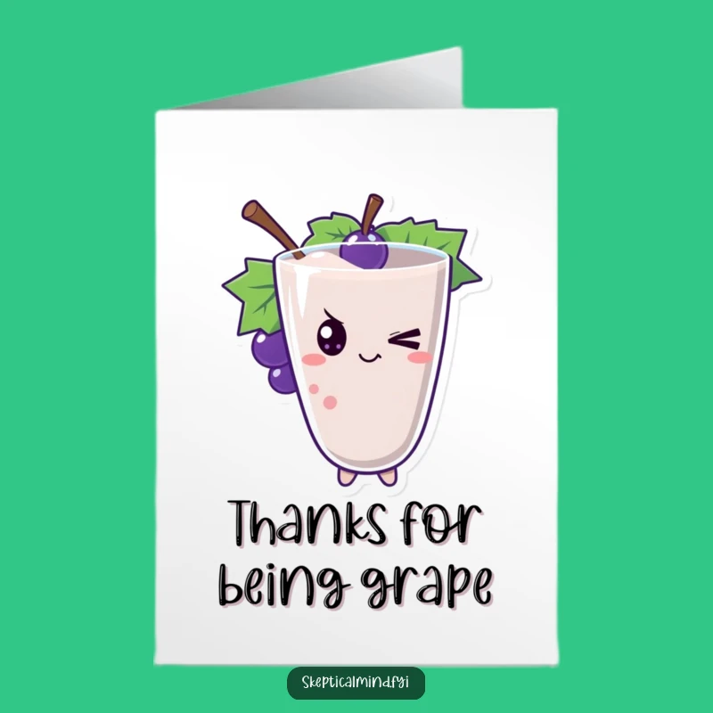 Free Printable Thank You Card: Winking Grape Smoothie - Gratitude Downloadable