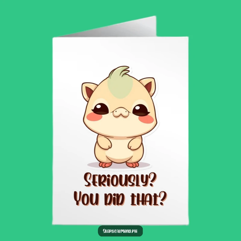 Free Printable Skeptical Kawaii Thank You Card - Funny Downloadable Gift