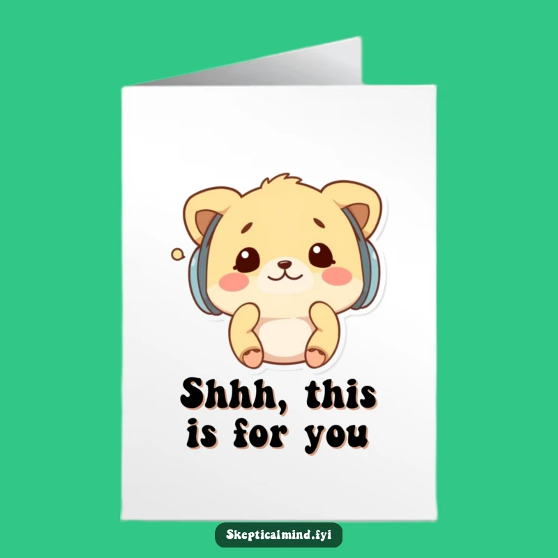 Free Printable Thanks Card: Funny Kawaii Animal Whispers Earmuffs Funny Downloadable Gift