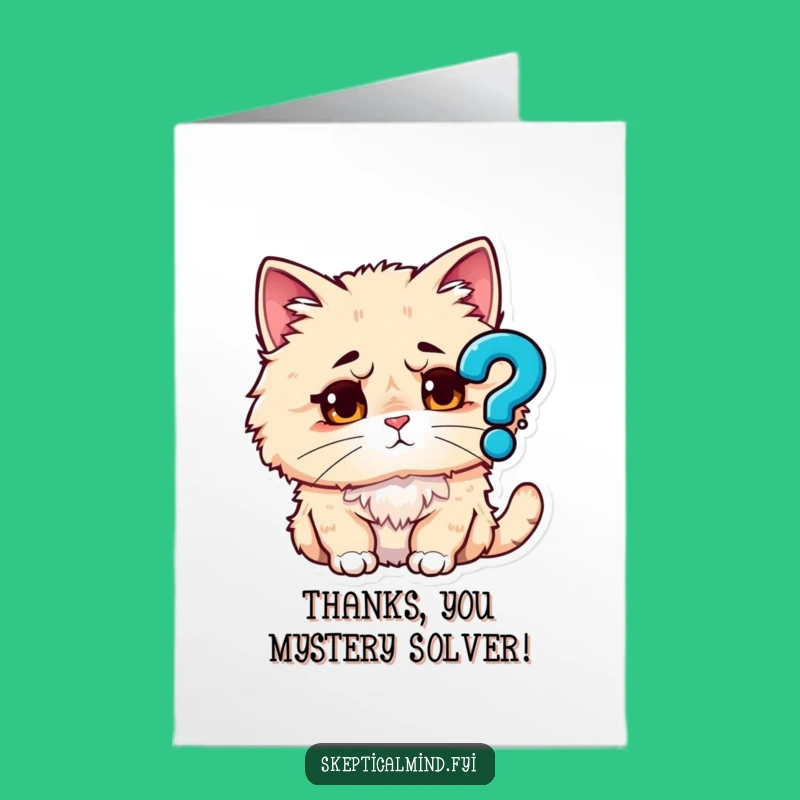 Free Printable Thank You Card: Cat's Puzzled Thanks, Hilarious Downloadable Gift