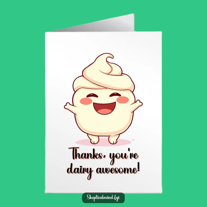 Free Printable Sour Cream Thank You Card: Joyous Wide Smile Downloadable Humor