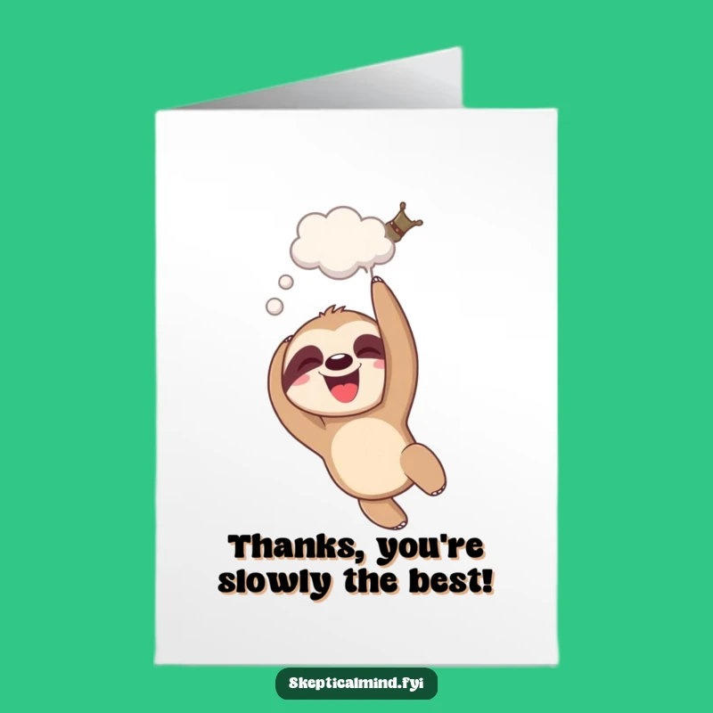 Free Printable Thank You Card: Giggling Sloth Funny Downloadable Gift