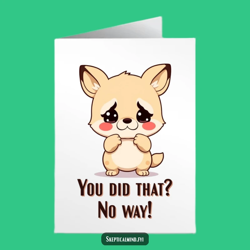 Free Printable Thanks Card: Funny Kawaii Animal Disbelief Shrug Funny Downloadable Gift