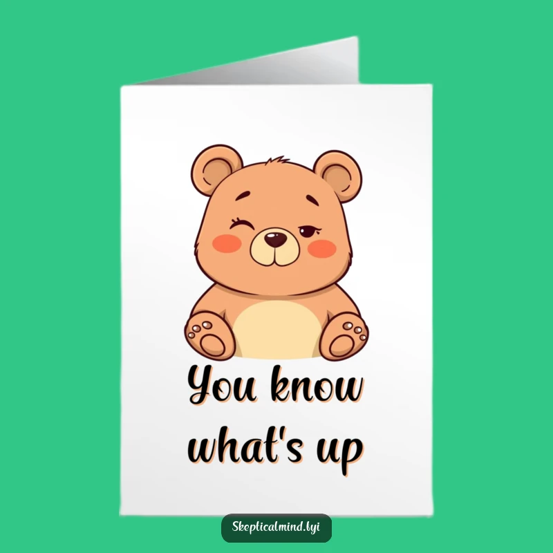 Free Printable Thank You Card: Bear's Grateful Wink, A Smart Gift!