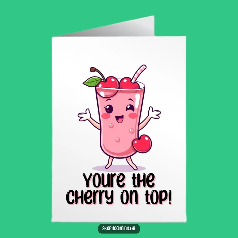 Free Printable Thank You Card: Cherry Smoothie Dance, Grateful Moves, Downloadable Gift