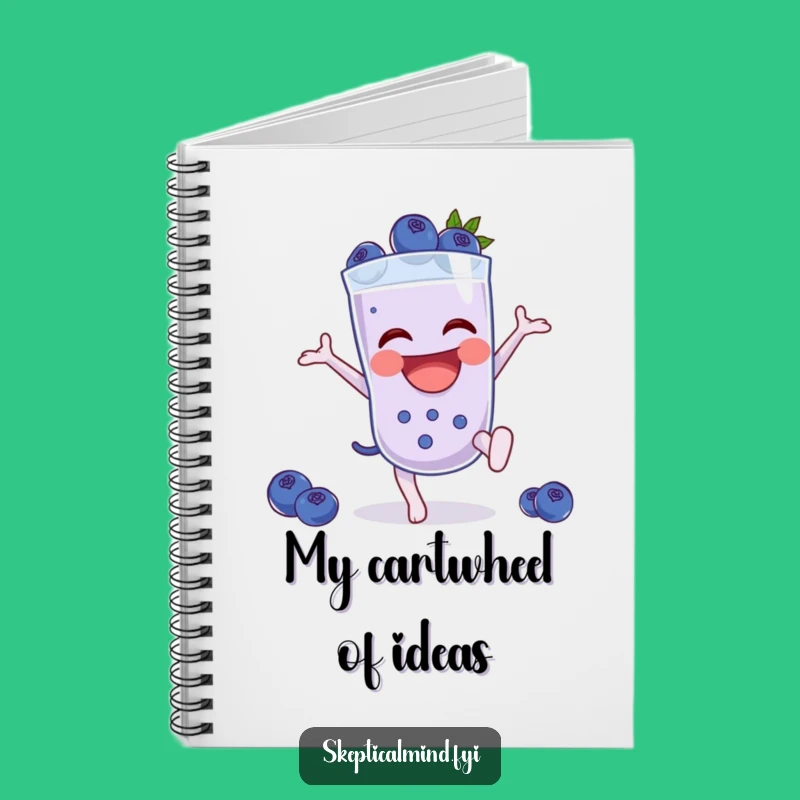 Funny Blueberry Smoothie Cartwheel Notebook, Journal Active Fruit Character Gift
