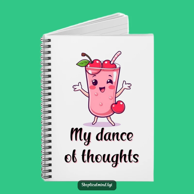 Funny Cherry Smoothie Dance Notebook, Journal Cheerful Fruit Character Gift