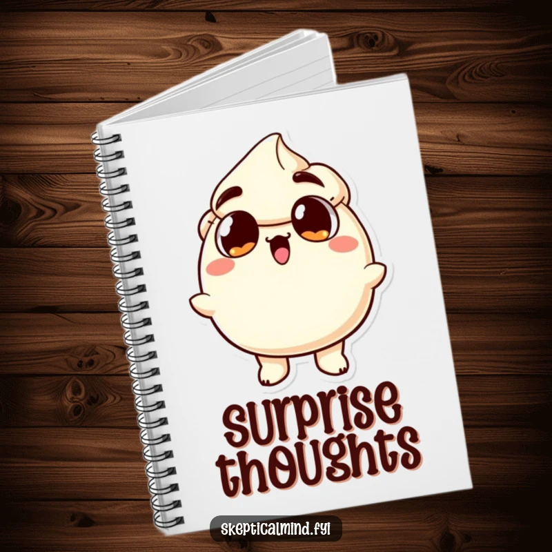 Funny notebook with a sour cream character in surprise, wide eyes and open mouth, ideal for jotting down unexpected ideas with flair.