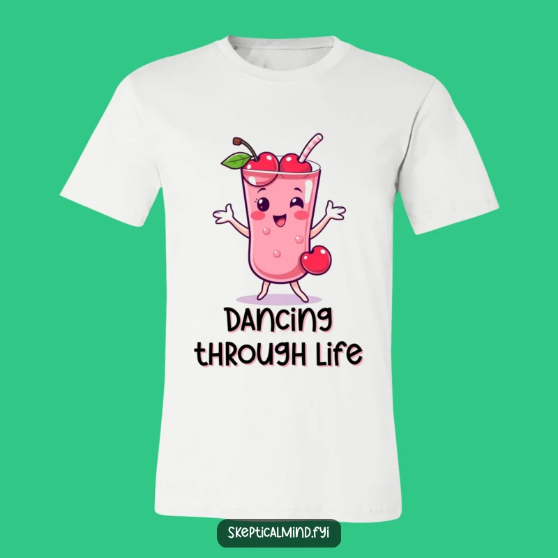 Funny Cherry Smoothie Dance T-Shirt, Playful Fruit Character Tee Gift