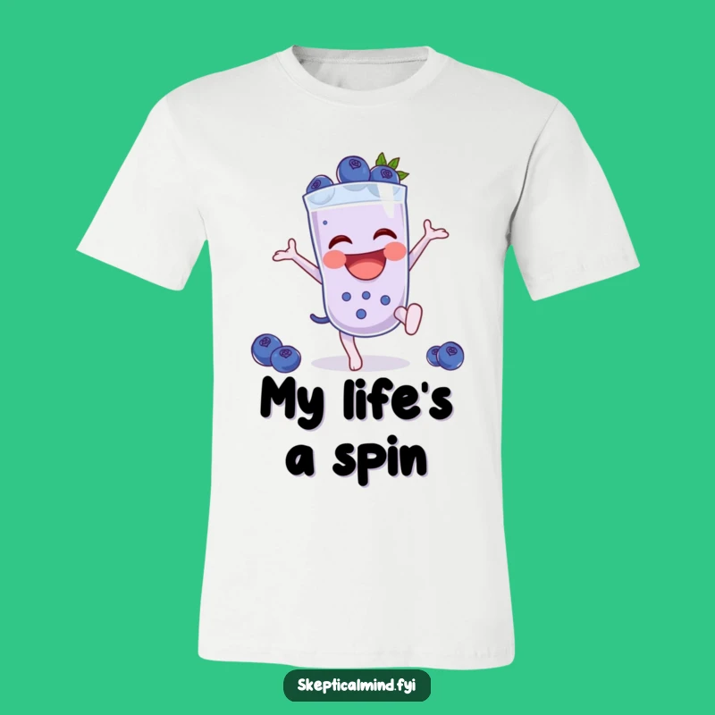 Funny Blueberry Smoothie Cartwheel T-Shirt, Energetic Fruit Character Tee Gift