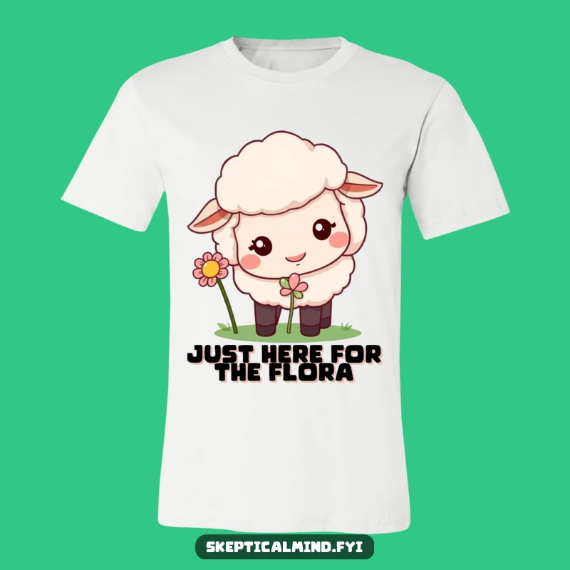 Funny Sheep Flower Sniffing T-Shirt: Quizzical Sheep Humor For Your Wardrobe